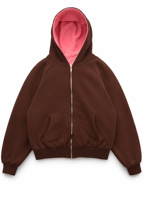 Pink-Mocha Reversible Zipper