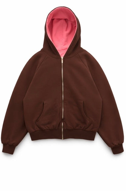 Pink-Mocha Reversible Zipper