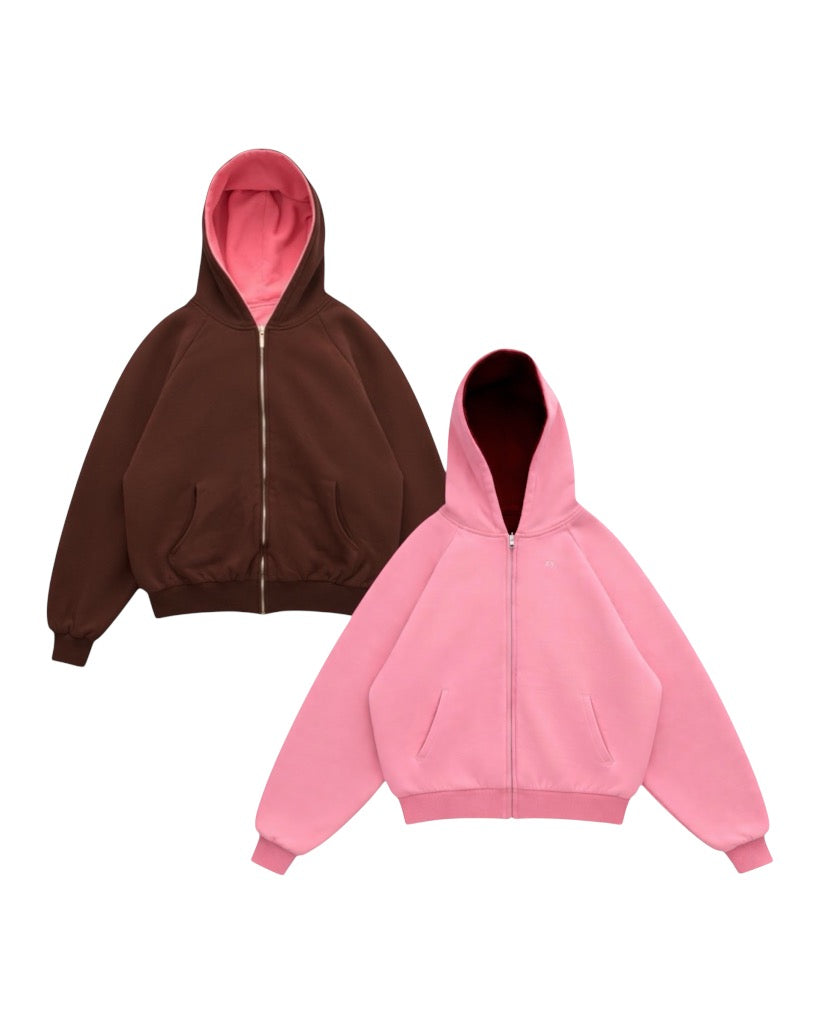 Pink-Mocha Reversible Zipper