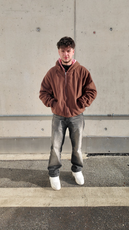 Pink-Mocha Reversible Zipper