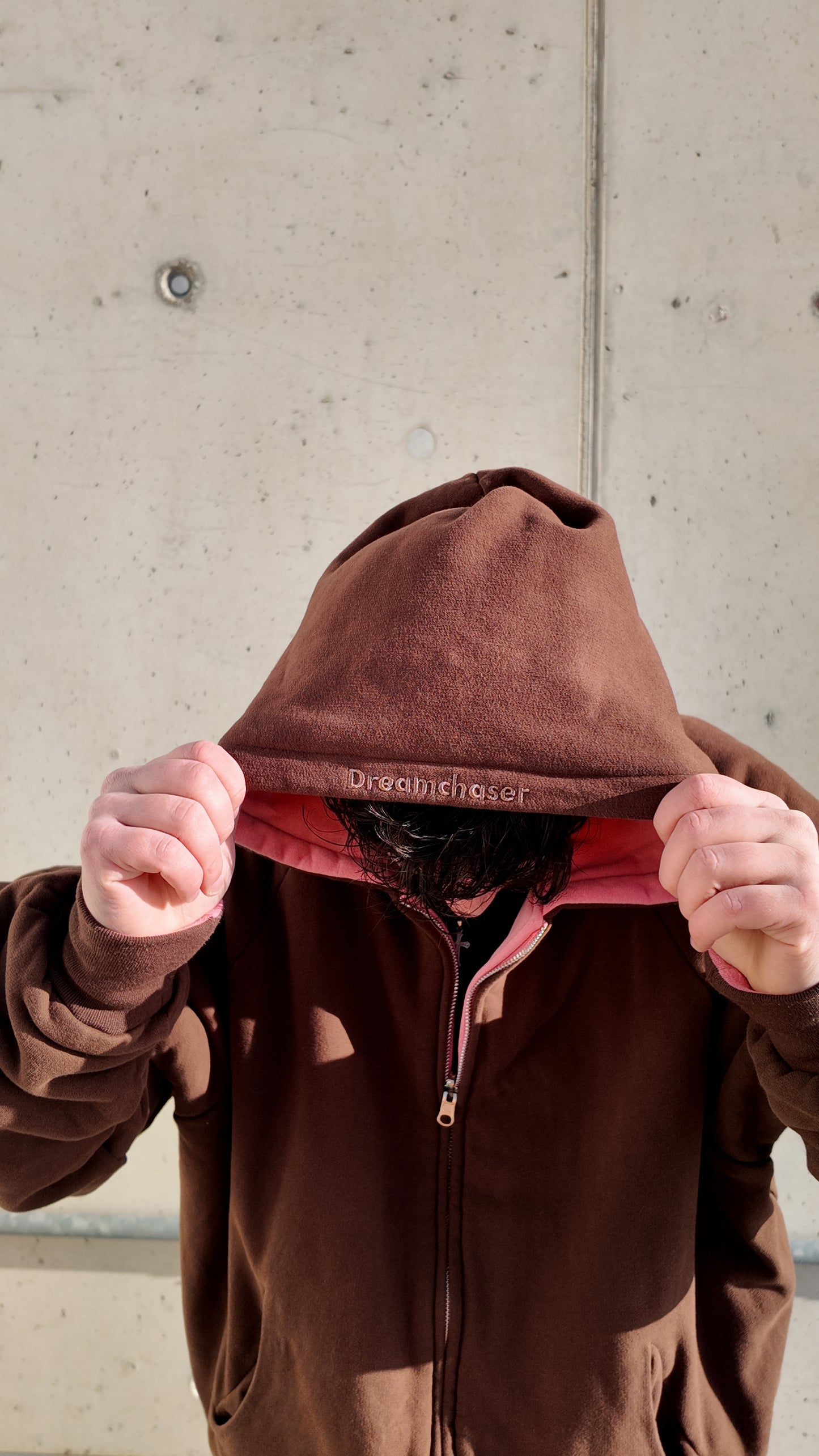 Pink-Mocha Reversible Zipper